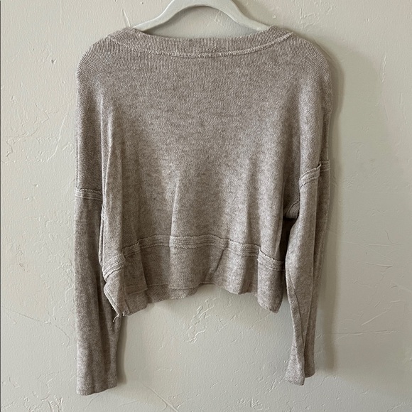Altar'd State Taupe Crew Neck Cropped Shirt Size XS - Picture 3 of 5